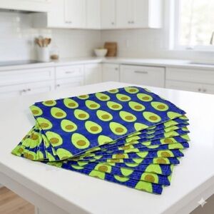 Spoonflower Linen Cotton Avocado Print Placemats Set of 12 Green Modern Heritage